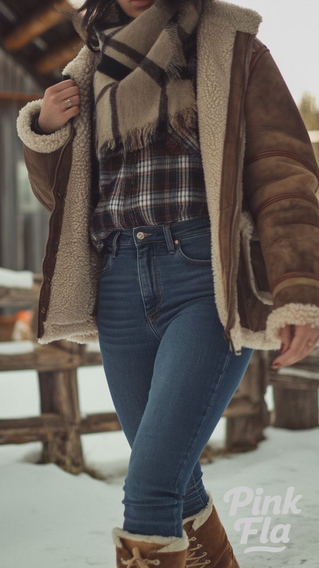 Timeless Winter Style with Plaid and Shearling - Simple Winter Outfits with Jeans