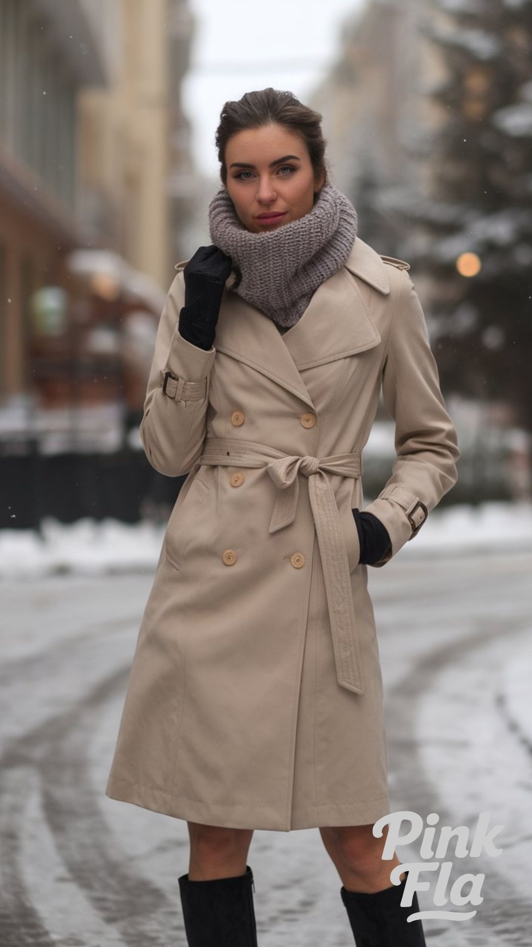 Timeless Winter Style with a Trench Coat and Scarf - Europe Winter Outfits