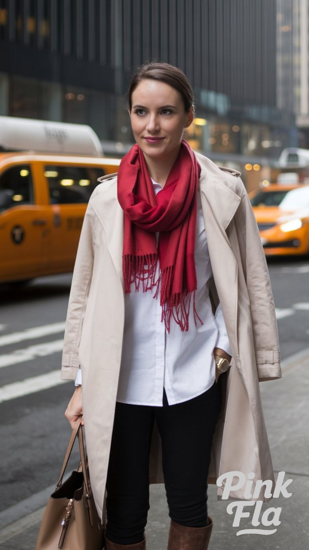 Urban Chic with a Bold Pop of Color - Smart Casual Winter Outfits