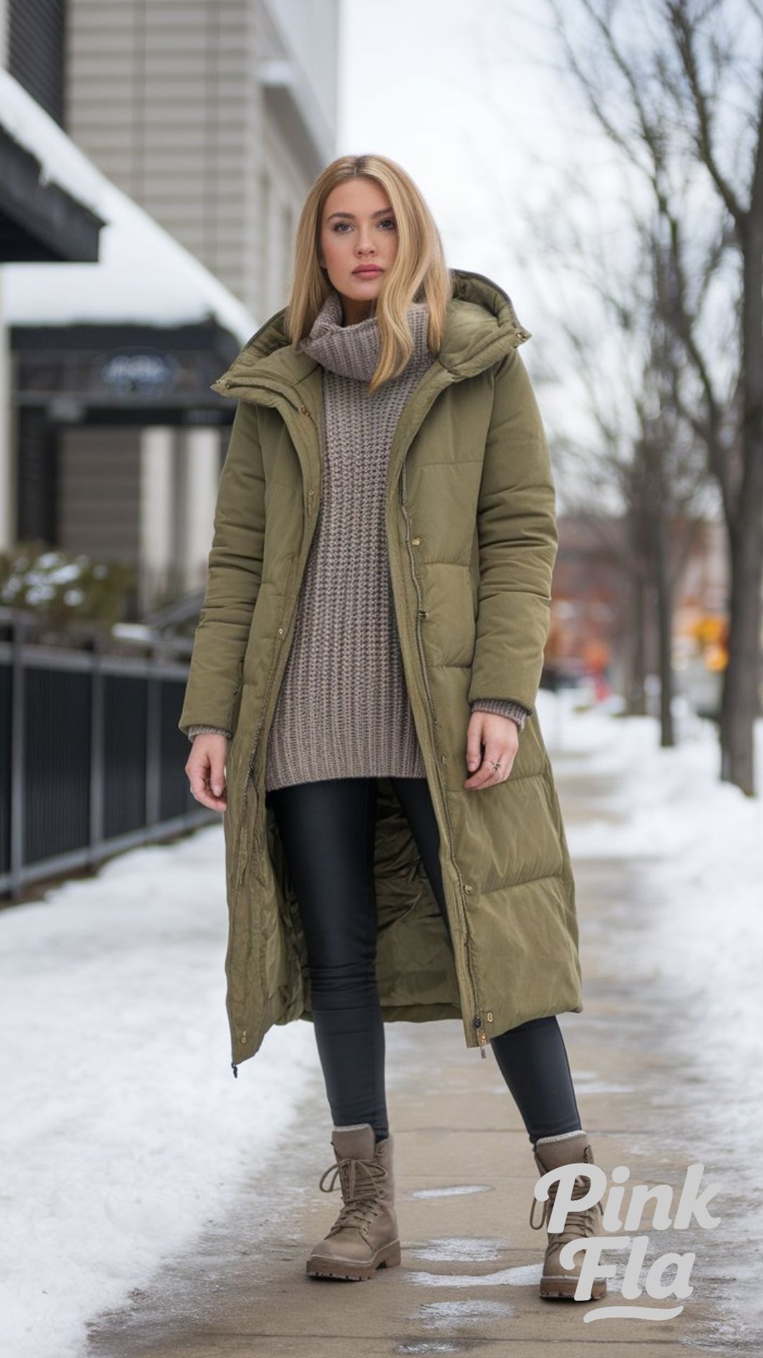 Urban Utility in a Long Olive Puffer Coat - Winter Outfits with Puffer Jacket