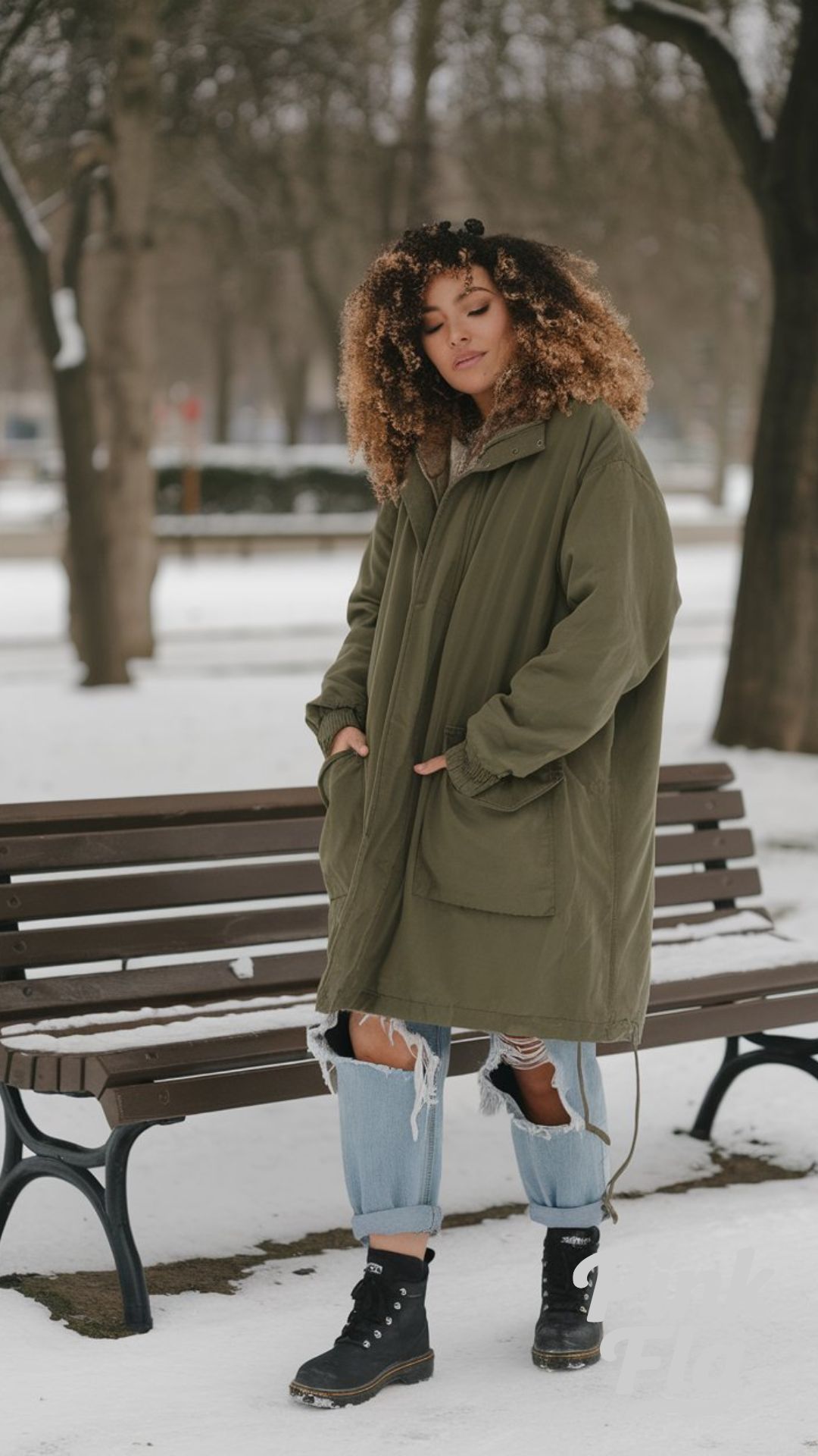 Casual Winter Look with a Parka and Ripped Jeans - New York City Winter Outfits