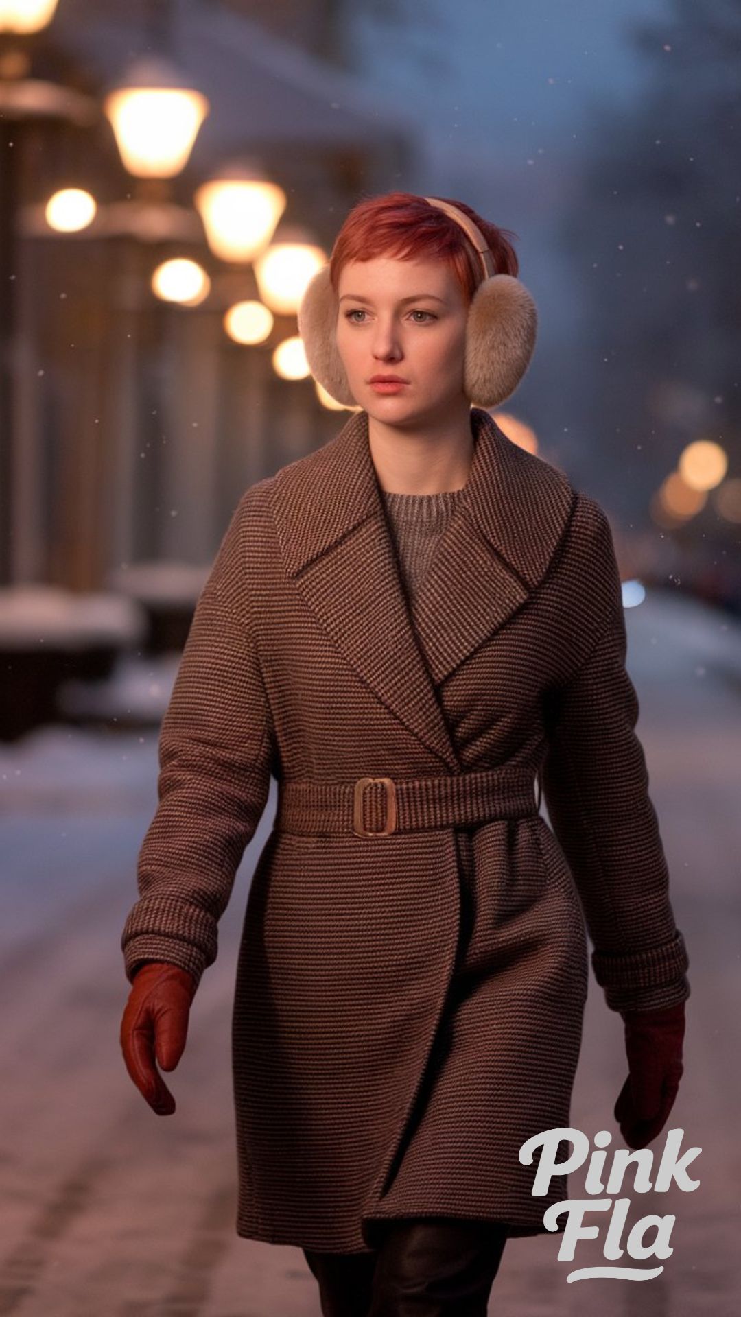 Chic Winter Evening Look with Ear Muffs - Winter Outfits for Women with Short Hair