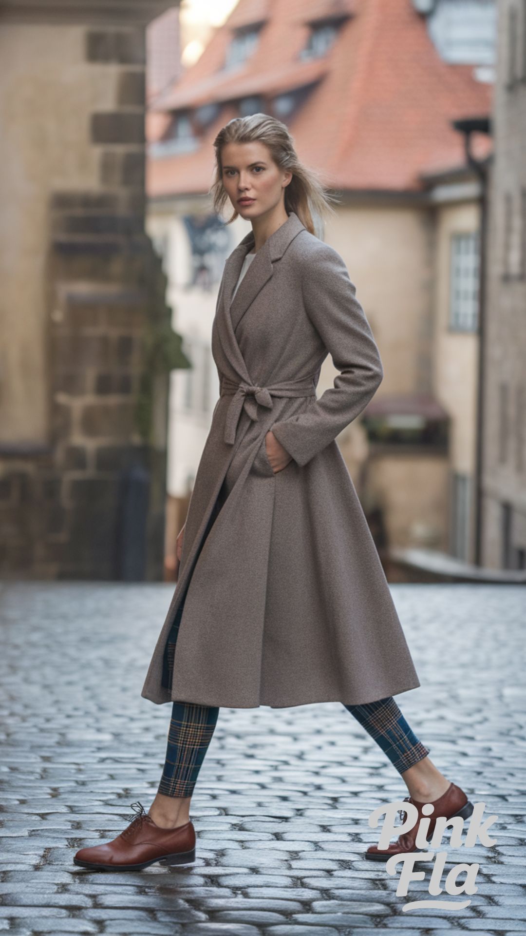 Classic Style with a Long Coat and Patterned Leggings - Winter Outfits with Leggings