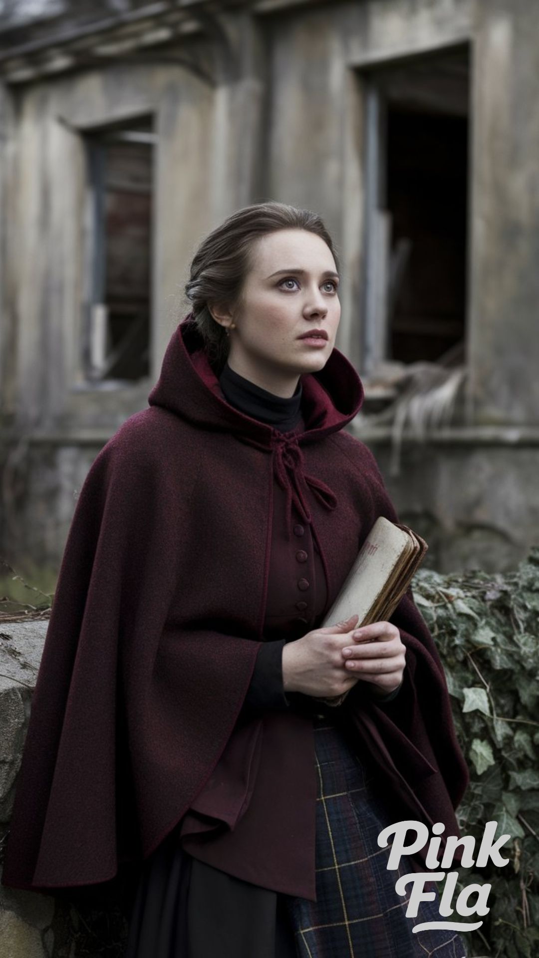 Classic Winter Elegance in a Hooded Cape - Dark Academia Winter Outfits