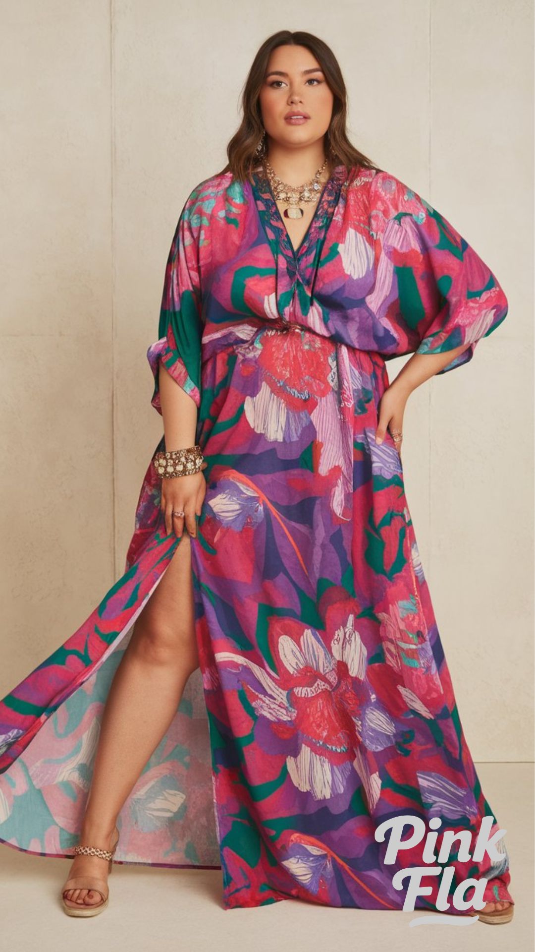 Colorful Floral Maxi Dress - Plus Size Baddie Outfits