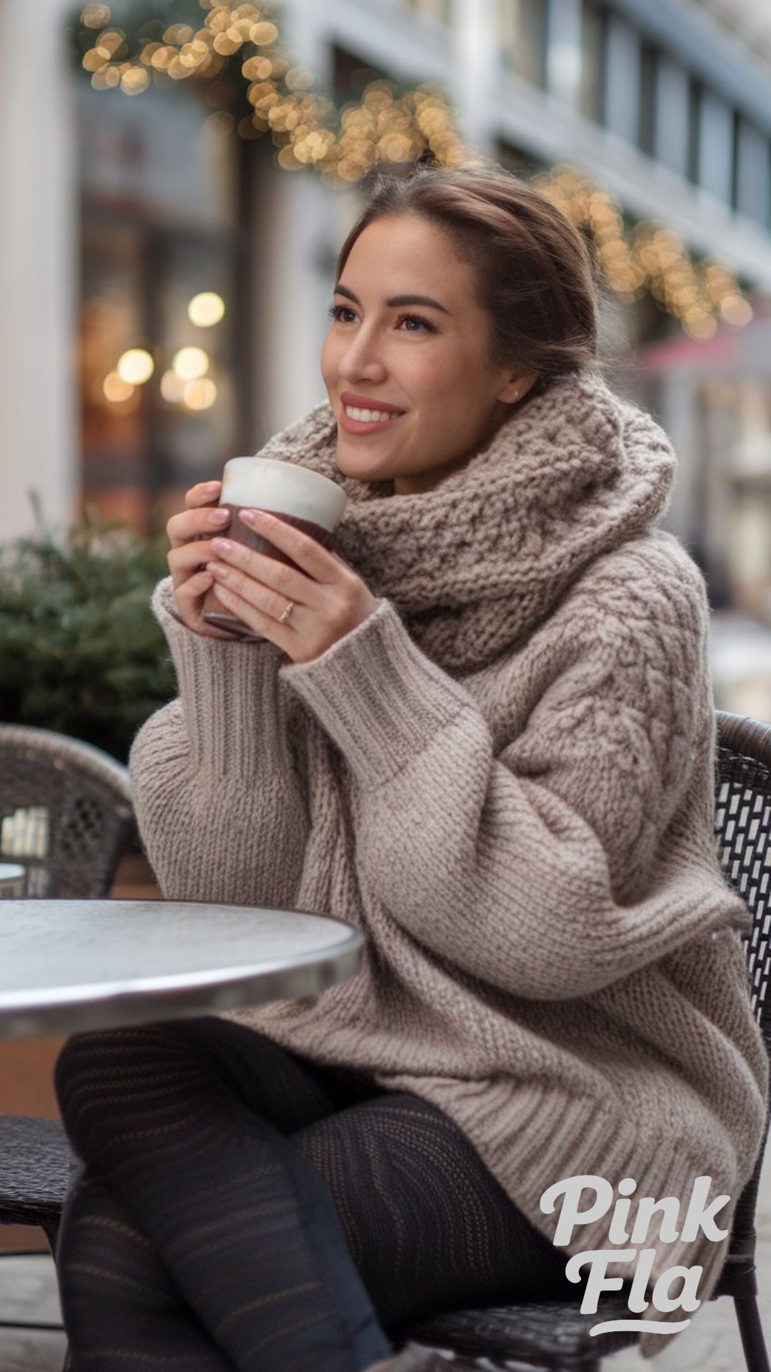 Comfy Café Vibes with Knit and Leggings - Winter Outfits with Leggings