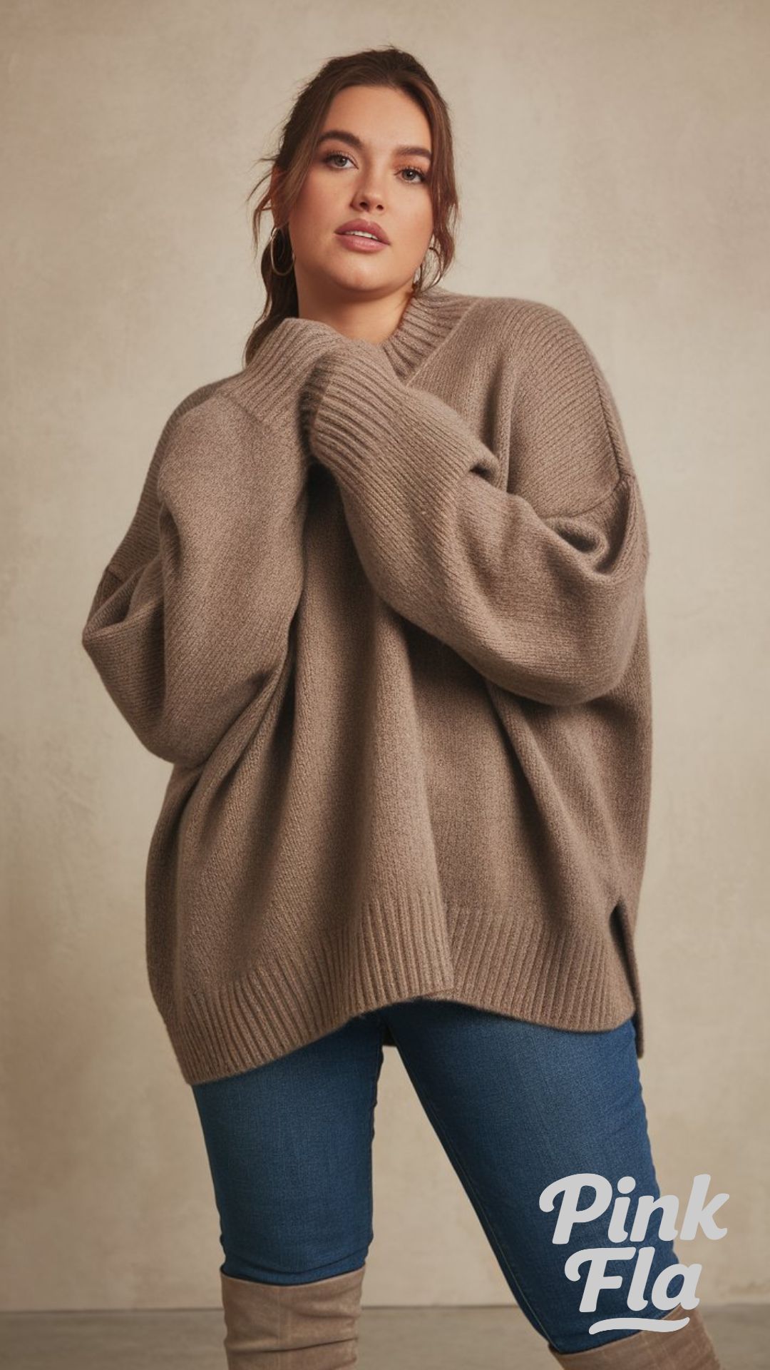Comfy Oversized Knit with Denim - Plus Size Baddie Outfits
