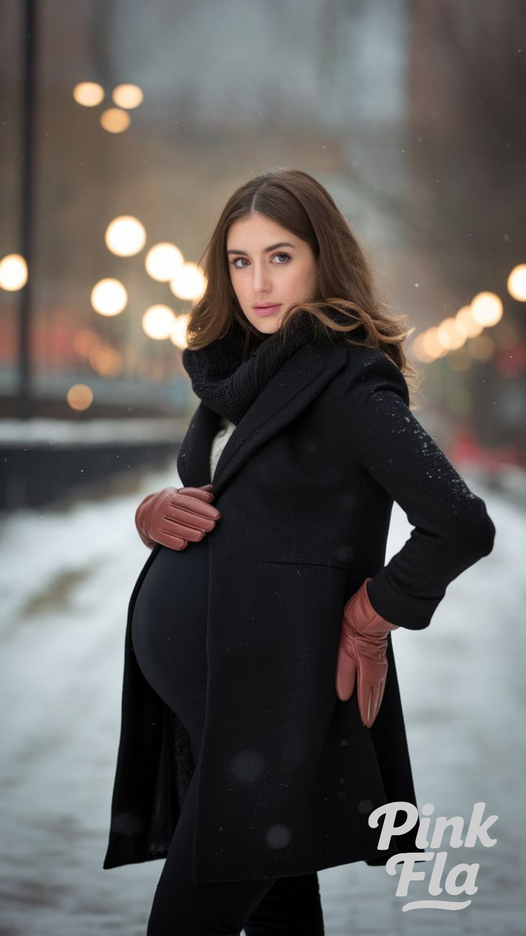 Cozy Winter Look with Classic Wool Coat - Winter Outfits for Pregnant Women