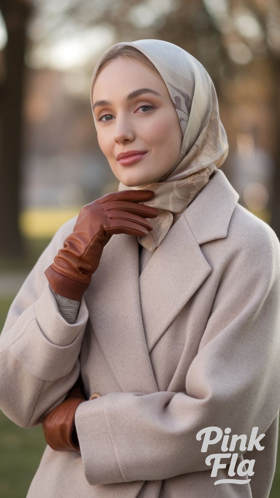 Elegant Beige Coat and Silk Scarf - Paris Winter Outfits