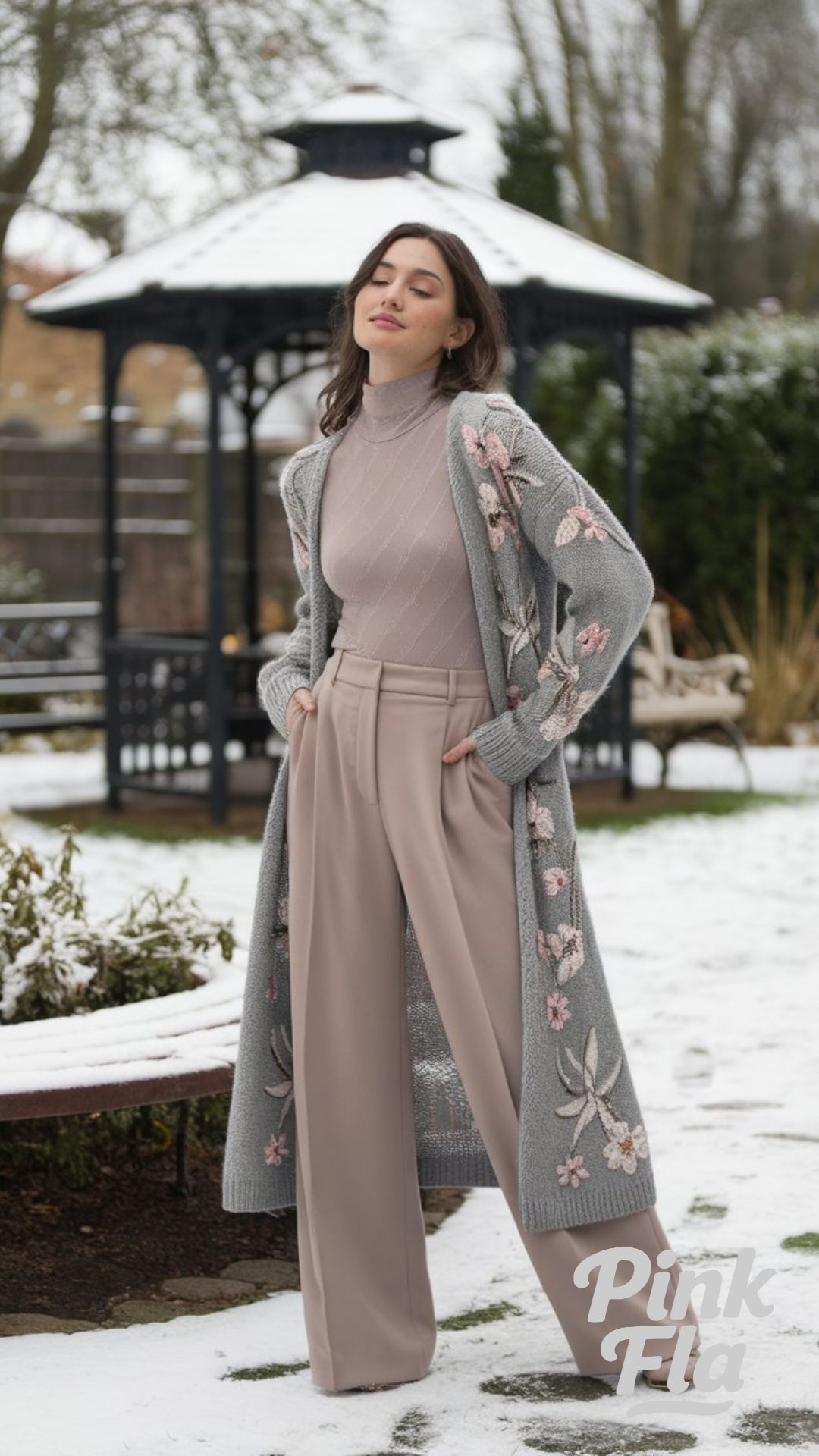 Feminine Layers with a Knit Cardigan - Romantic Winter Outfits