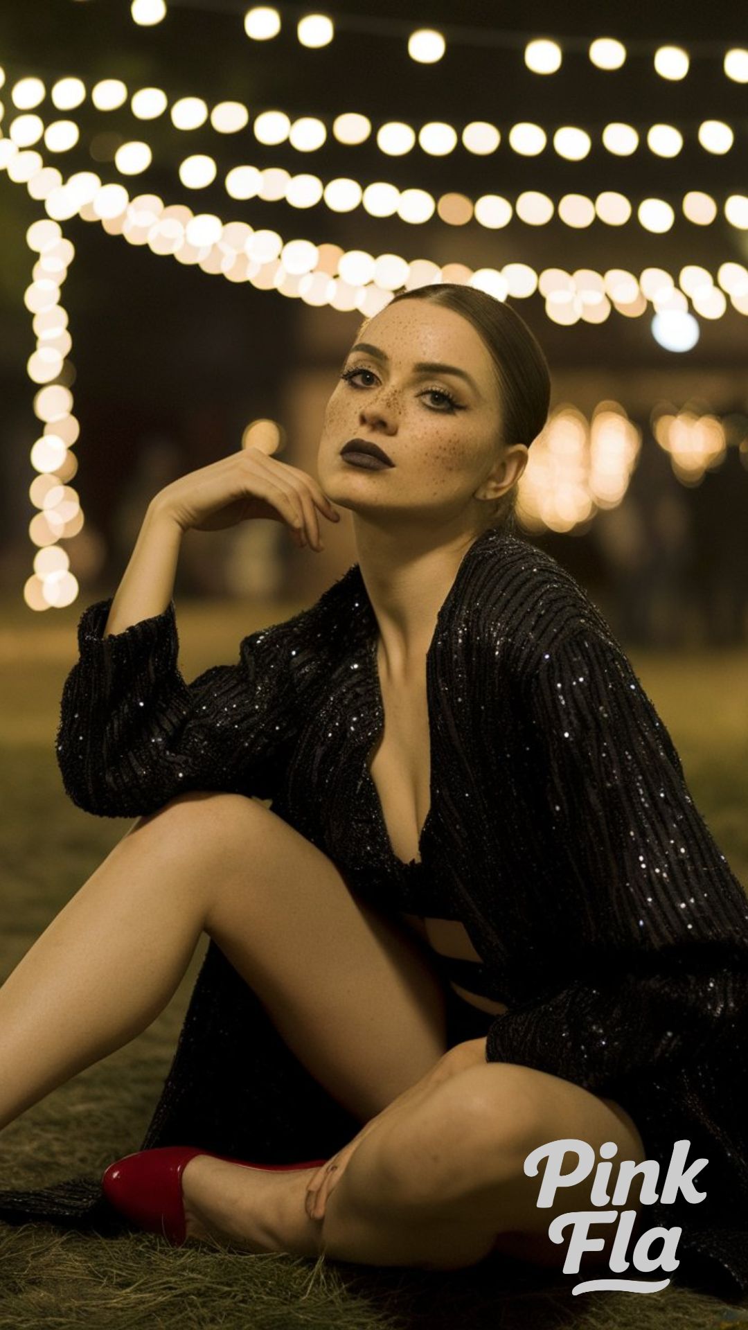 Festive Sparkle in a Black Sequin Dress - Christmas Outfits with Heels