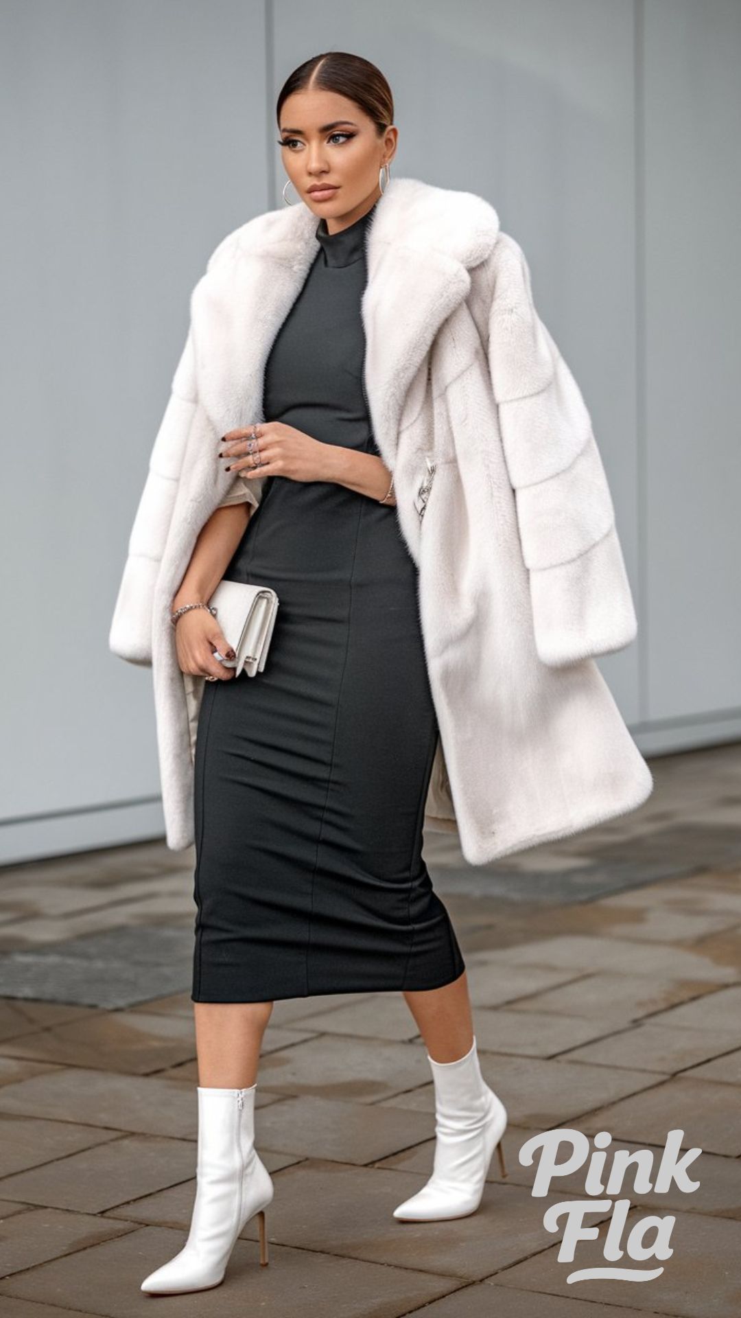 Luxe Contrast with Winter White and Classic Black - Christmas Outfits with Heels
