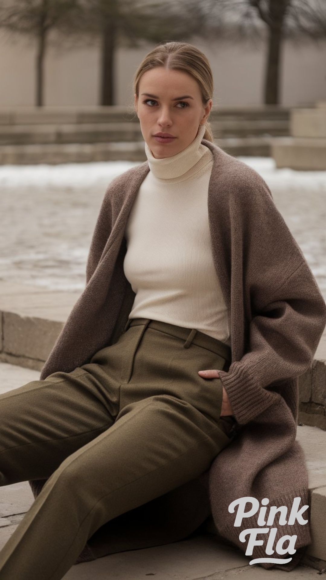 Minimalist Winter Elegance in Soft Neutrals - Light Academia Winter Outfits