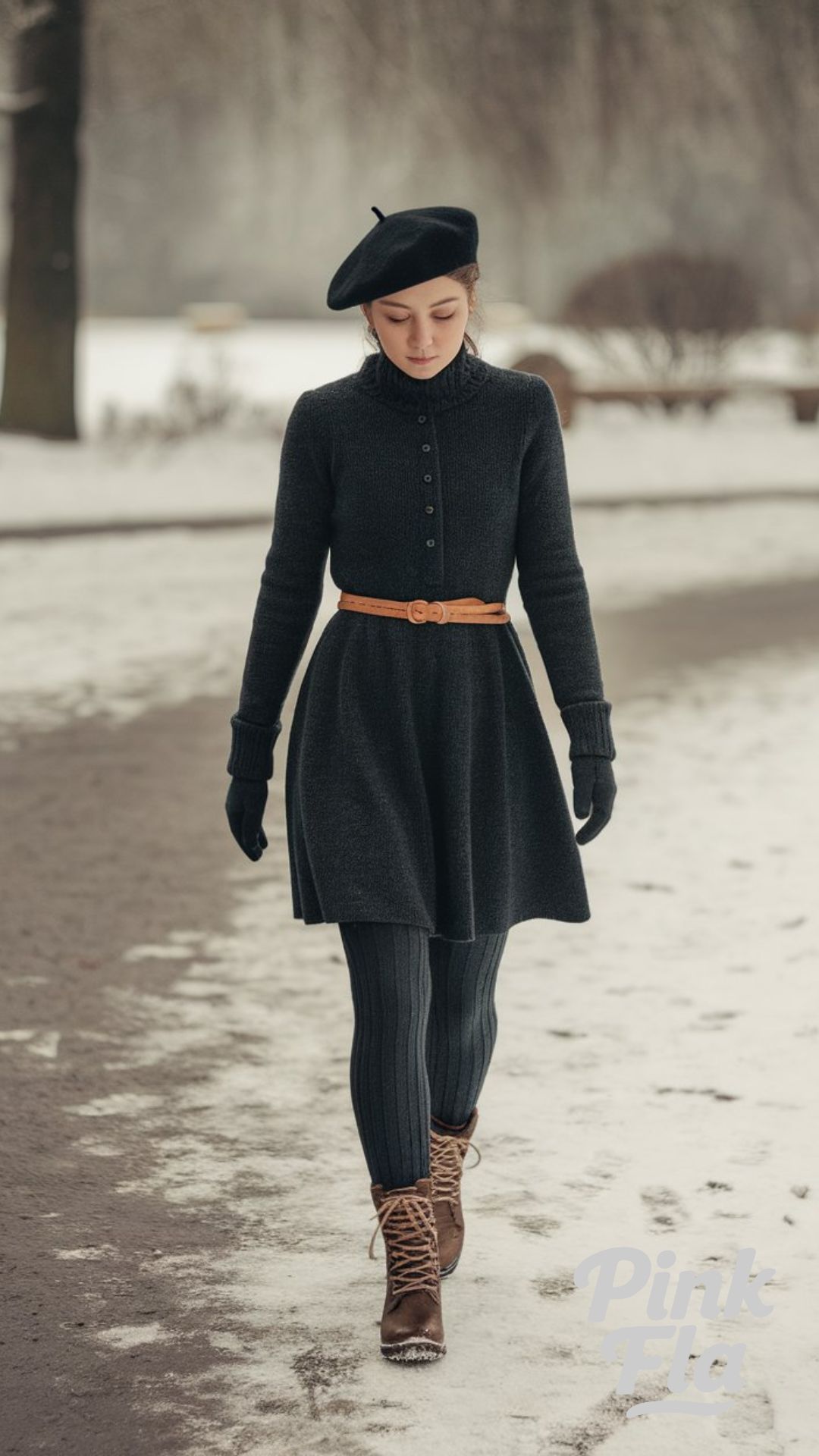 Quiet Elegance for a Winter Walk - Dark Academia Winter Outfits