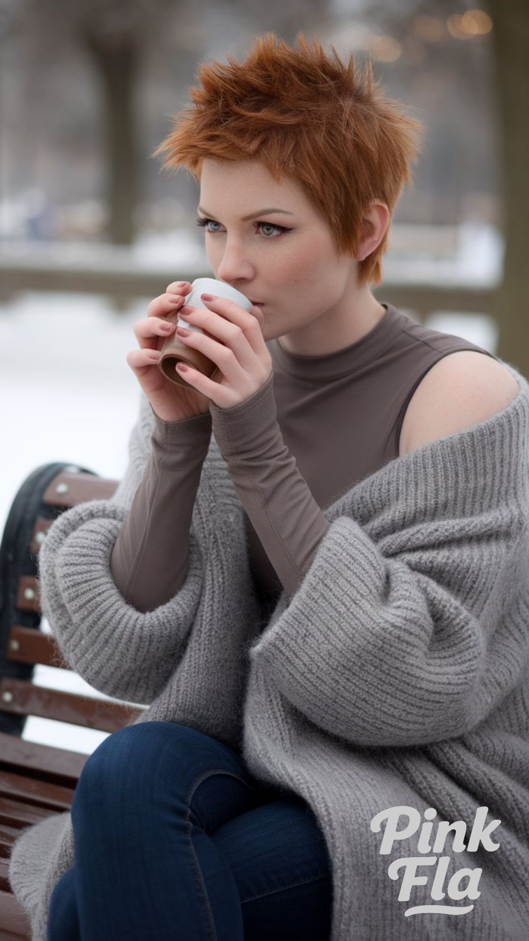 Relaxed Winter Layers with a Cozy Knit - Winter Outfits for Women with Short Hair