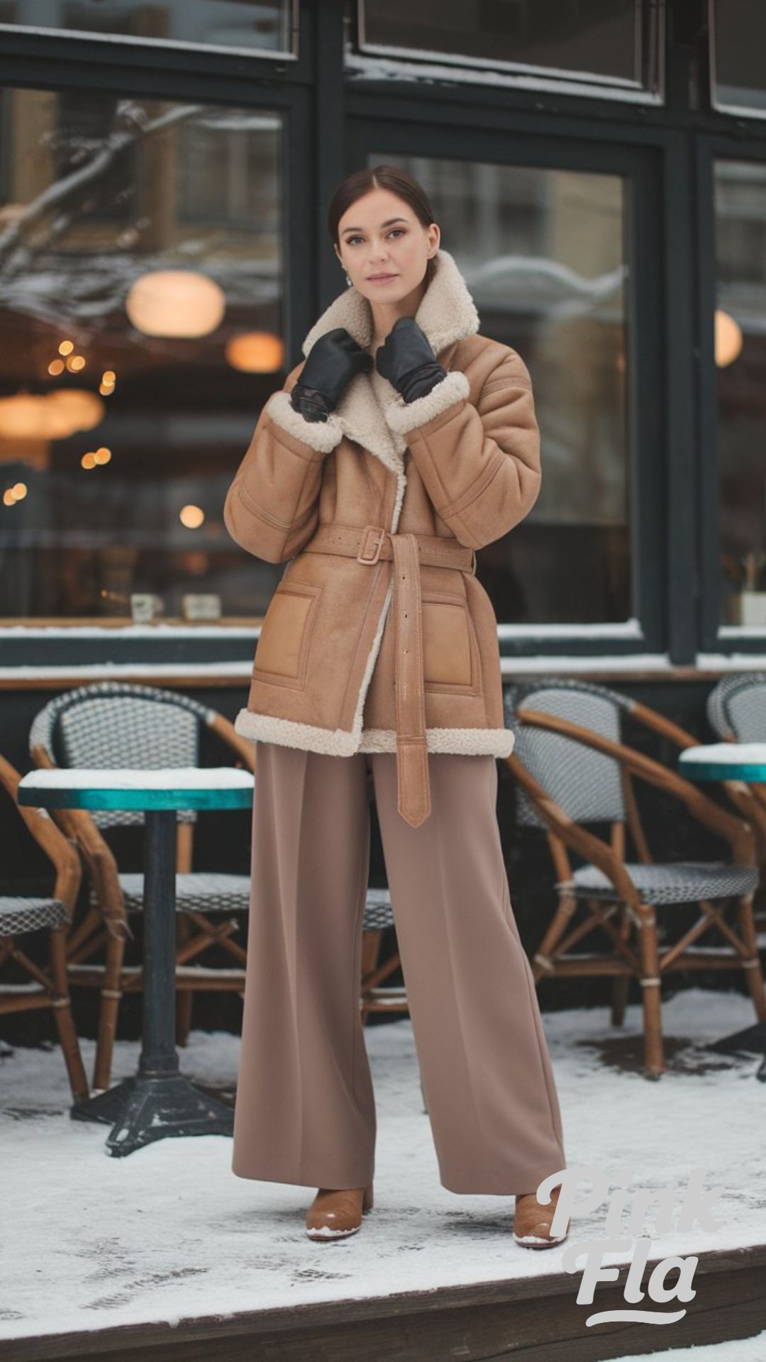 Shearling Sophistication with Relaxed Tailoring - Winter Outfits for Short Women