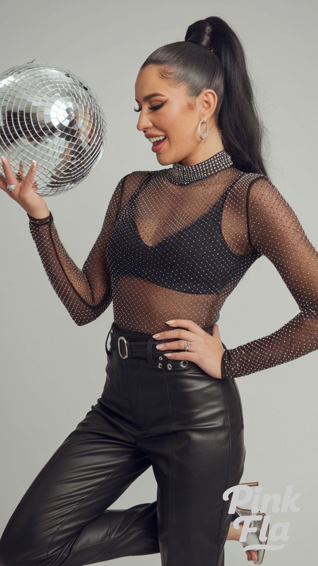 Sparkle in a Sheer Rhinestone Top and Leather Pants - New Year's Eve Outfit