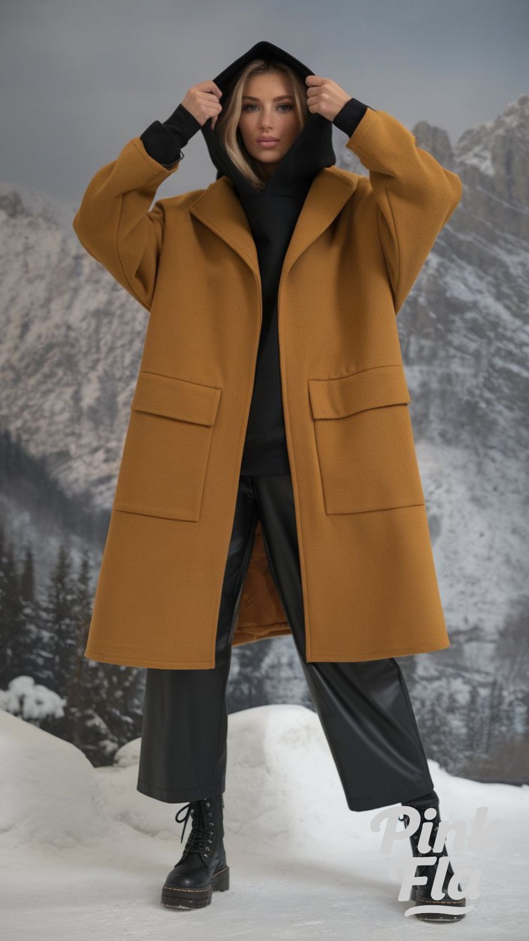 Urban Edge with a Yellow Overshirt and Leather Pants - Winter Outfits with Yellow Jacket