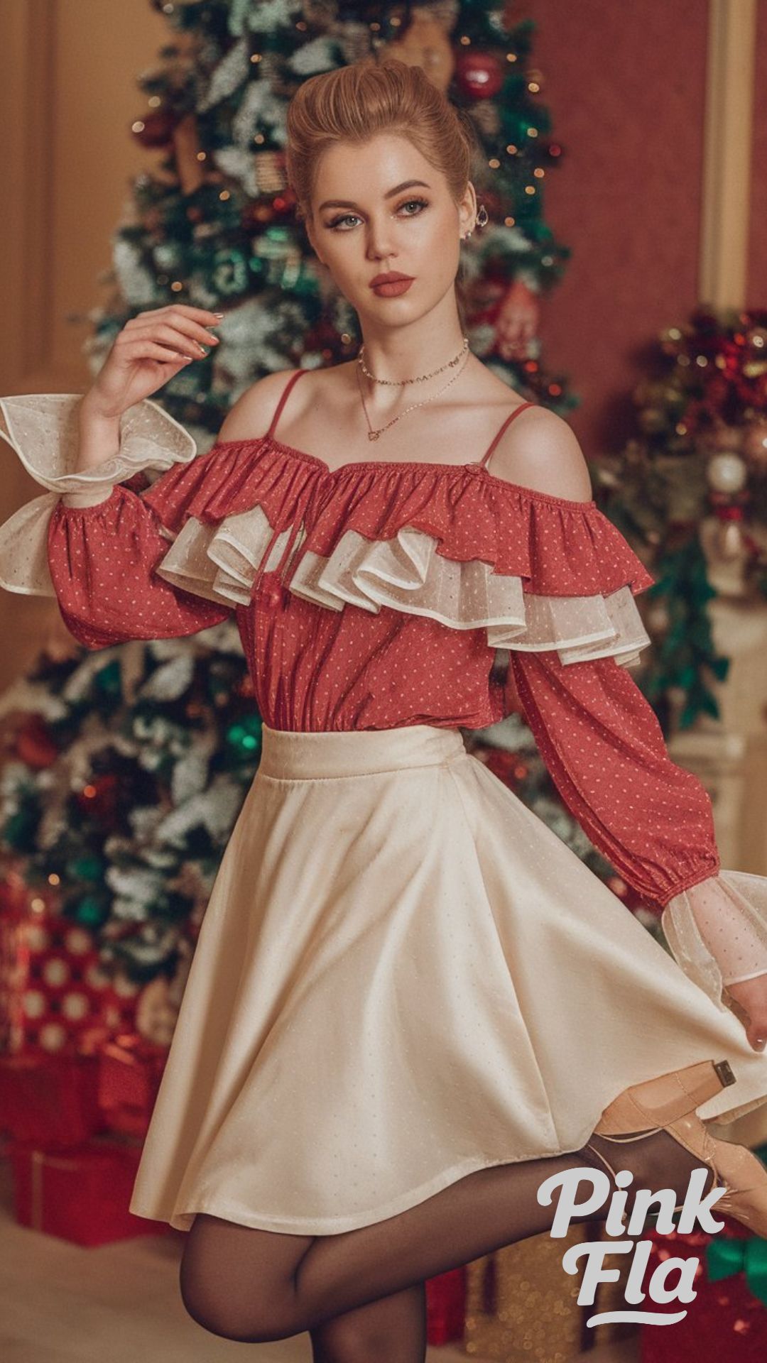 Vintage Charm Meets Holiday Glamour - Christmas Outfits with Heels