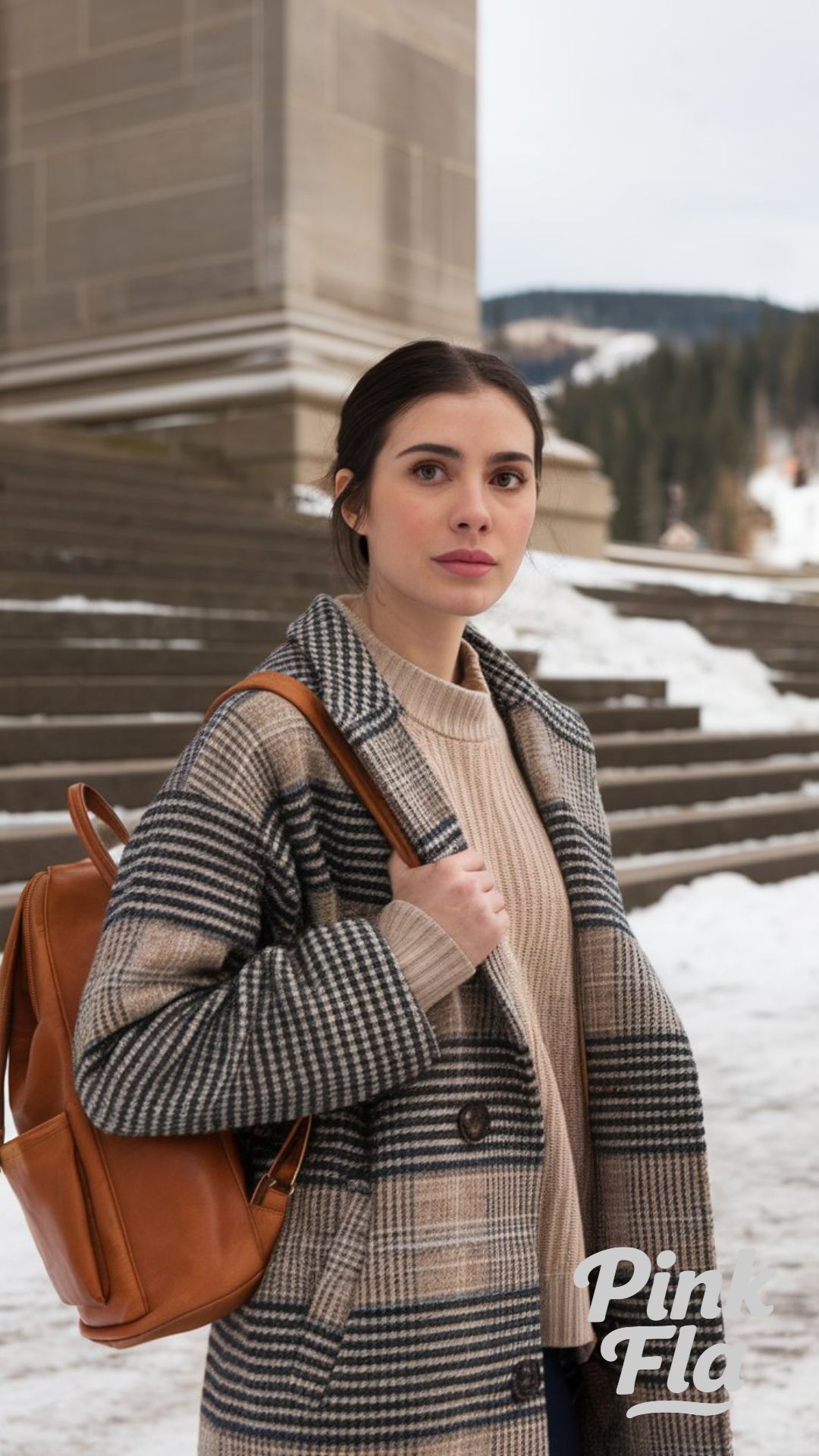 Winter Adventure in a Classic Plaid Coat - Light Academia Winter Outfits