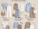 Taupe White and Blue Outfits