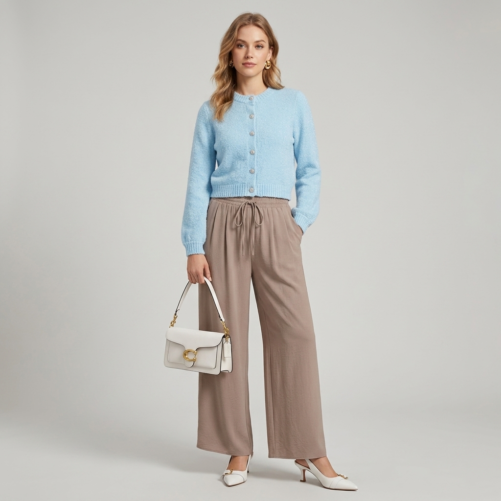 City Sophisticate Sharp & Stylish- Taupe White and Blue Outfits