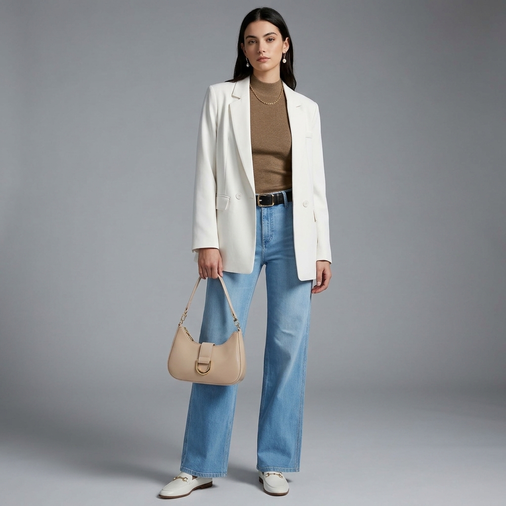 Modern Minimalist (Clean & Polished) - Taupe White and Blue Outfits
